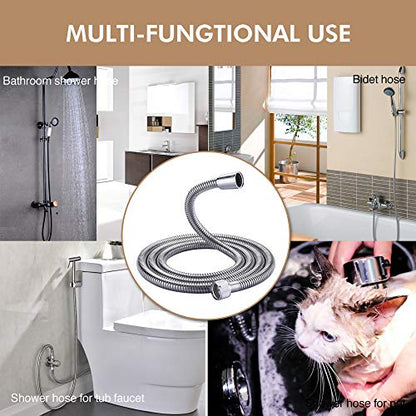Rainovo Shower Hose Stainless Steel, 71 Inches(6 Feet) Extra Long Handheld Shower Head Hose Extension Replacement, Kink-Free Flexible Shower Hose Attachment For Shower Head Brushed Nickel. - size: 71 inches