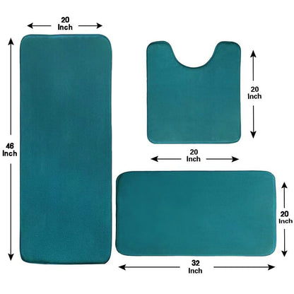 Madeals Long Memory Foam Bathroom Rug Set 5 Piece with Toilet Lid Cover and Tank Cover Set Teal Blue - color: Teal Blue, size: 20"x46"/20"x32"/Contour/Lid Cover/Tank Cover