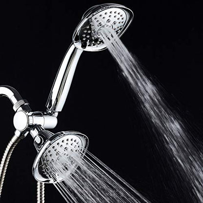 AquaDance Luxury Square 48-setting High-Pressure Dual Head/Handheld Shower Spa Combo. Extra-Long 72" Stainless Steel Hose, 3-way Flow Diverter, All-Chrome Finish. - color: Chrome