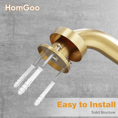 16 Inch Anti-Slip Bathroom Shower Grab Bar Brushed Gold | Safety Hand Rail Support Handicap Elderly Injury Senior Assist Bath Handle, Arm Rests for use with Toilet Seats
