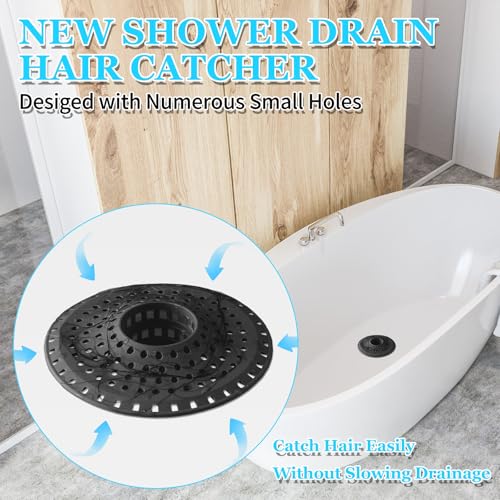 Aluvor Bathtub Drain Hair Catcher,Silicone Tub Hair Catcher Drain Protector | Collapsible Shower Hair Drain Catcher Strainer for 1.48'' to 1.76'' Flat Regular Drains, 3PCS/Black - color: ‌dark Black