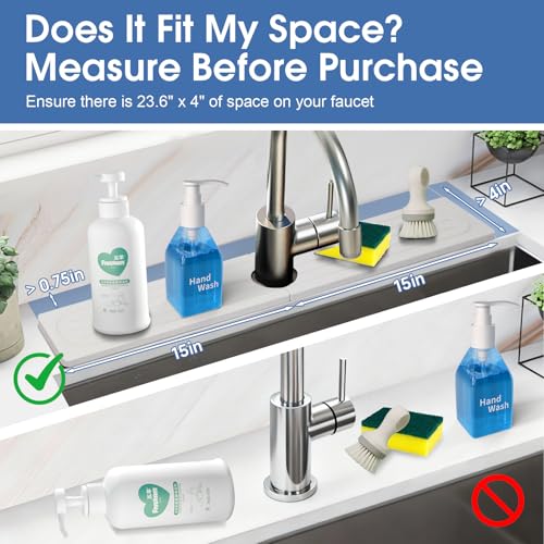 Drying Stone Faucet Mat for Kitchen Sink, Trays Diatomite Quick Dry Around Faucet Mats, 30 Inch Long Kitchen Sink Splash Guard Behind Faucet, Prevent Moisture on Kitchen Bathroom Counter - color: Milky white, size: 30" x 4"