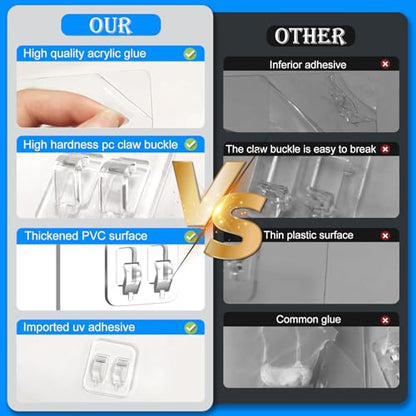 Shower Caddy Adhesive Replacement, Adhesive for Shower Caddy, Strong Shower Adhesive Strips Waterproof Transparent, No Drill Needed Holds 45 lbs for Bathroom Storage Shelves,Kitchen Racks-3PCS