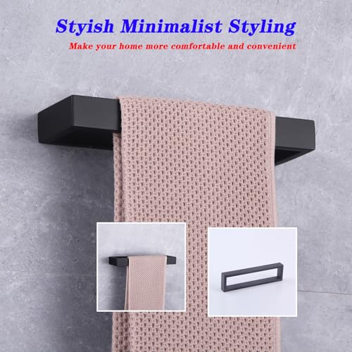 GERZWY Modern Black Towel Holder SUS304 Stainless Steel Towel Hanger Towel Ring for Bathroom Lavatory Wall Mount Contemporary Style HG1706-BK - color: Black