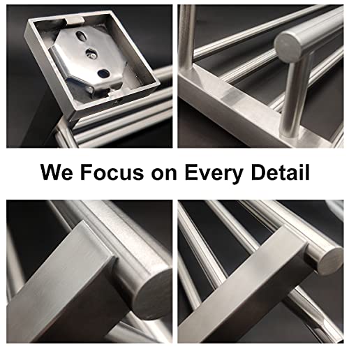 Towel Rack with Shelf 32 Inch Double Towel Racks for Bathroom Brushed Nickel Bath Towel Holder SUS304 Stainless Steel Towel Rack Wall Mounted Modern Towel Hanger - color: Brushed Nickel, size: 32 Inch/ 80cm