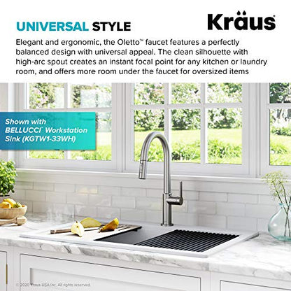 KRAUS Oletto Single Handle Pull Down Kitchen Faucet in Spot Free Stainless Steel, KPF-2820SFS - color: Spot Free Stainless Steel, style: Pull Down Faucet