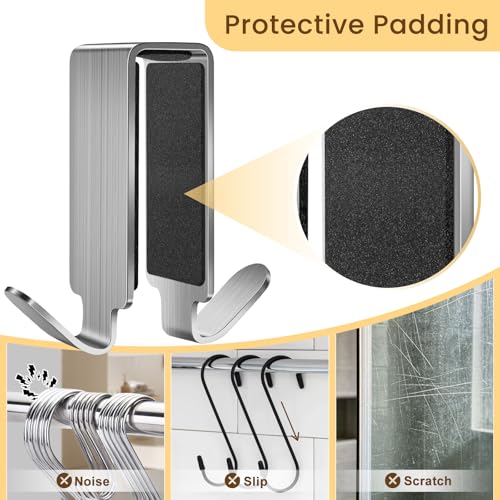 Shower Door Hooks for Towels, 2 Packs | Heavy Duty Drilling-Free Double Sided Towel Hooks for Bathroom Frameless Glass Door, Over the Door Towel Hooks - size: 2 PCS