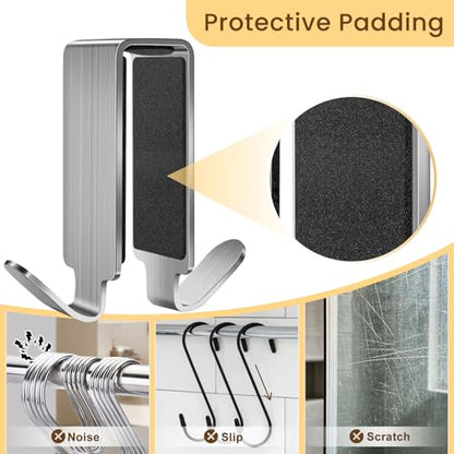 Shower Door Hooks for Towels, 2 Packs | Heavy Duty Drilling-Free Double Sided Towel Hooks for Bathroom Frameless Glass Door, Over the Door Towel Hooks - size: 2 PCS