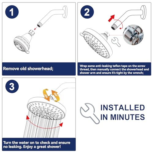 High Pressure Shower Head, HOPOPRO 5-Mode Fixed Showerhead, NBC Recommended | The Washington Post, NBC, Today Recommended, Consumer Reports Tested High Flow Fixed Shower Head (6 Inch Oil Rubbed Bronze) - color: Oil Rubbed Bronze Modern, style: 6 Inch Mode