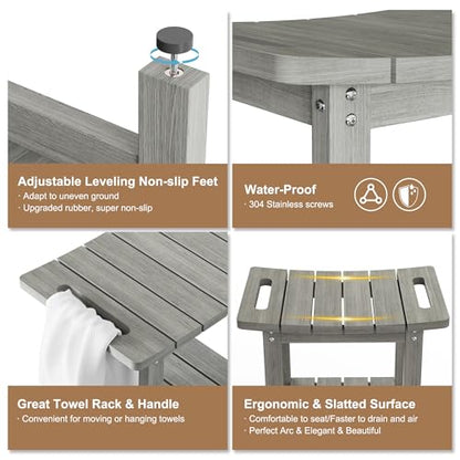 HIPS Shower Benches for Inside Shower, Shower Stool with Space-Efficient Storage Shelf, Waterproof Shower Chair Seat for Spa Bathroom(Light Gray) - color: Light Gray