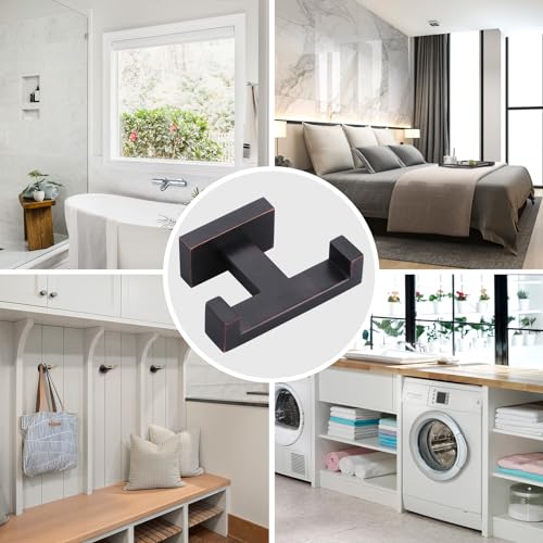 Double Bathroom Towel Hook for Wall Mounted - Oil Rubbed Bronze Modern Towel Holder - Heavy Duty Coat Robe Hooks for Wall - Stainless Steel Shower Towel Hanger - color: Oil Rubbed Bronze