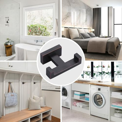 Double Bathroom Towel Hook for Wall Mounted - Oil Rubbed Bronze Modern Towel Holder - Heavy Duty Coat Robe Hooks for Wall - Stainless Steel Shower Towel Hanger - color: Oil Rubbed Bronze