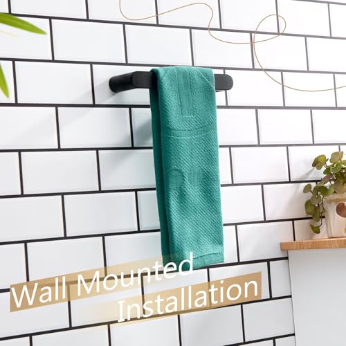KOKOSIRI Towel Ring Holder Matte Black Hand Towel Bar for Bathroom Wall Mounted 9-Inch Towel Rack Stainless Steel Bathroom Hardware, B4010BK-L9 - color: Matte Black