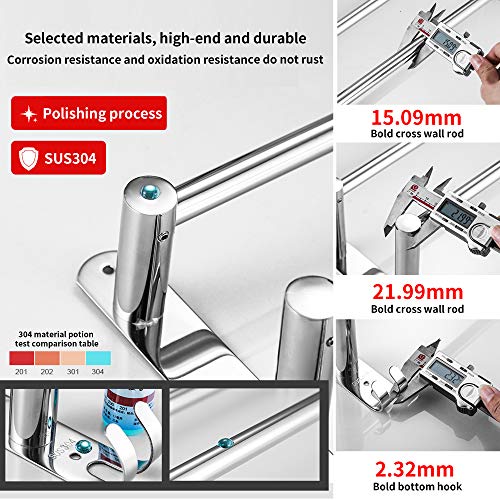 Towel Bars Retractable 20-30 Inche Stainless Steel 304 Bath Towel Rack Strong 3M Adhesive Bathroom Wall-mounting Free mounting Hole-Installing washroom Kitchen Space Saving 2 Bars