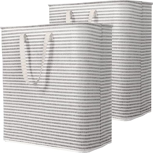 Lifewit 2 Pack Laundry Basket 100L Each, Collapsible Clothes Hamper with Reinforced Handles, Freestanding Waterproof Design for Bedroom and Laundry Room, Grey 200L Total - color: Grey, size: 100L