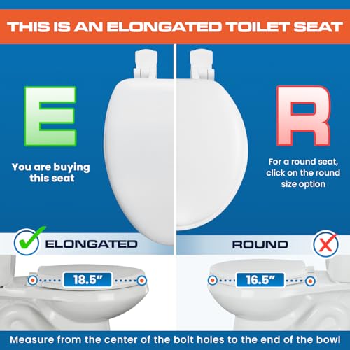 Plexon Soft Cushioned Toilet Seat, Elongated White, Slow-Close Lid & Seat, Quick-Release Hinge, Easy To Clean & Change - color: White, size: Elongated