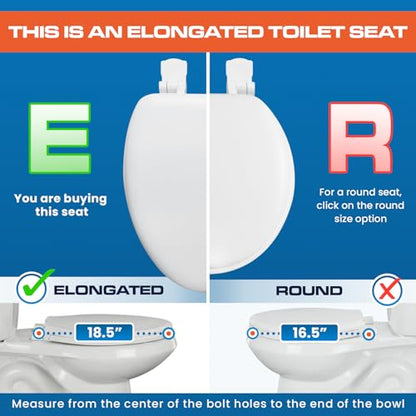 Plexon Soft Cushioned Toilet Seat, Elongated White, Slow-Close Lid & Seat, Quick-Release Hinge, Easy To Clean & Change - color: White, size: Elongated
