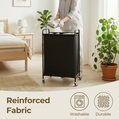 GRANNY SAYS Laundry Hamper, Slim Basket with Wheels and Handles, Black, 80L - color: Black, size: 80L