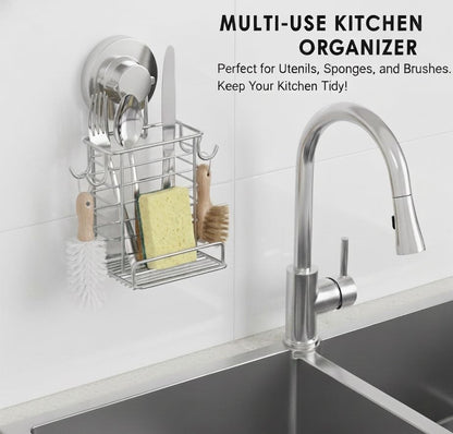 Toothbrush Holder Suction Cup Wall Mounted Toothpaste and Toothbrushes Holder Shelf for Soap Dish or Phone Powerful Vacuum System Rustproof Stainless Steel Organizer Electric Toothbrush (Silver)