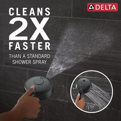 Delta 6-Setting HydroRain Premium 2-in-1 Dual Shower Head with ProClean Spray, Matte Black High Pressure Shower Head with Handheld Spray, 1.75 GPM Flow Rate, Matte Black 56000-BL25 - color: Matte Black