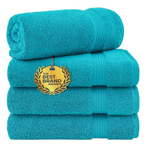 Cotton Paradise 100% Cotton Turkish Towel Set, Soft Absorbent Quick Dry, 4 Piece Bath Towel Set, Ocean Aqua - color: Ocean Aqua, size: 27"x54"