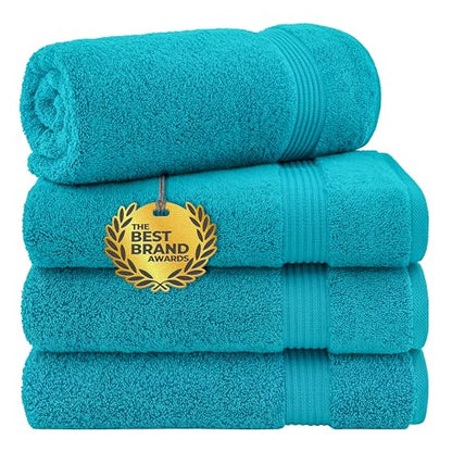 Cotton Paradise 100% Cotton Turkish Towel Set, Soft Absorbent Quick Dry, 4 Piece Bath Towel Set, Ocean Aqua - color: Ocean Aqua, size: 27"x54"