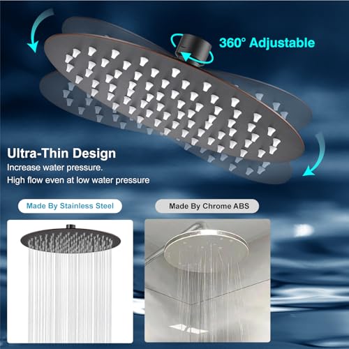Midanya Round Rain Shower Head,High Pressure,Oil Rubbed Bronze 10 Inch | 360°Swivel,Ceiling or Wall Mount,Waterfall Full Body Coverage,Bathroom Remodel,Stainless Steel Large Rainfall Shower Head - color: Bronze, size: 10 Inch