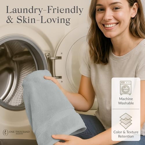Premium Staple Cotton Bathroom Towel Set - Gray 600 GSM 6-Piece Luxury Bath Towel Set 1 Stripe - 2 Bath Towels, 2 Hand Towels & 2 Washclothes Set - High Absorbent & Quick Dry for Gym, Spa, Hotel - color: Gray - 1 Stripe