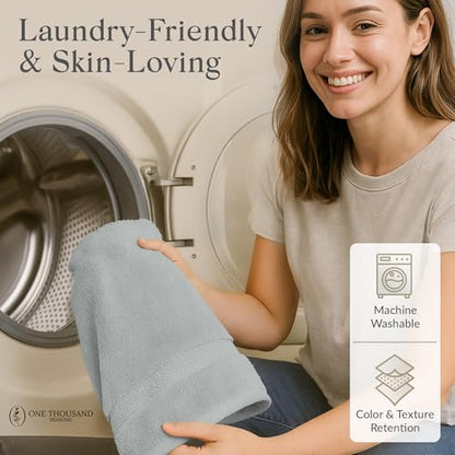 Premium Staple Cotton Bathroom Towel Set - Gray 600 GSM 6-Piece Luxury Bath Towel Set 1 Stripe - 2 Bath Towels, 2 Hand Towels & 2 Washclothes Set - High Absorbent & Quick Dry for Gym, Spa, Hotel - color: Gray - 1 Stripe