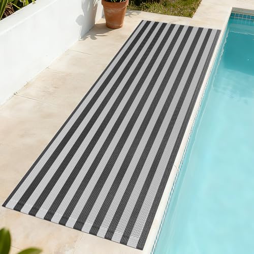 Front Door Mat 24''x71'', Rubber Floor Mats, Non Slip, Trap Dirt and Moisture, Easy Clean, Exterior Entry Mats All Weather for Patio Entryway Drainage - color: Black and Grey, size: 24''x71''