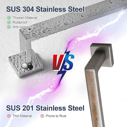 SEIDO 16 Inch Polished Chrome Towel Bar, Heavy Duty & Rust-Proof 304 Stainless Steel Bath Towel Holder, Modern Square Wall Mounted Towel Rack for Bathroom, Kitchen, RV - color: Polished Chrome, size: 16 Inch