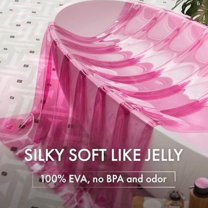 AmazerBath No Hook Shower Curtain and Liner 3-in-1, 8G Luxury Heavy Duty Clear Hot Pink No Hook Shower Curtain Liner, 72x75 Cute EVA Bathroom Weighted Plastic Shower Curtain with 3 Heavyweight Stones - color: Rainbow Vibrant Haven, size: 72"W x 75"L (Pack