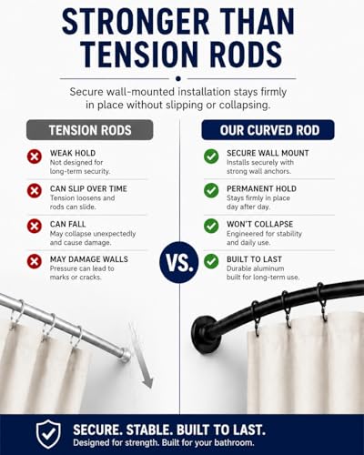 Shower Suite by Utopia Alley – Rustproof Aluminum Curved Shower Curtain Rod Combo Set with Liner & 12 Hooks, Adjustable 45–72 Inch Wall Mount Rod, Oil Rubbed Bronze Finish - color: Oil Rubbed Bronze