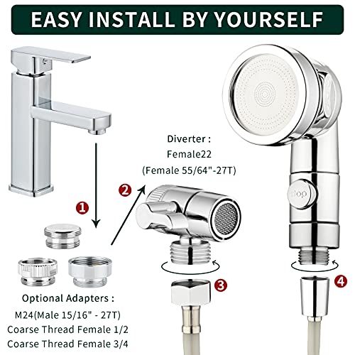 ZCONIEY Sink Faucet Sprayer Attachment Hair Pet Rinser Showerhead with Stop Water-saving Function - color: a-silver