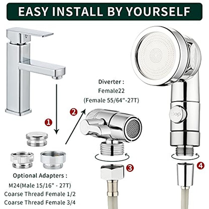 ZCONIEY Sink Faucet Sprayer Attachment Hair Pet Rinser Showerhead with Stop Water-saving Function - color: a-silver