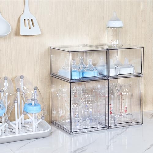 Vtopmart Clear Stackable Storage Drawers, 2 Pack Tall Plastic Organizers | Clear Pull-Out Drawers, Stackable Design for Skincare, Cosmetics, Beauty Supplies, Vanity, Bathroom, Cabinet and Countertop - style: 2pack High