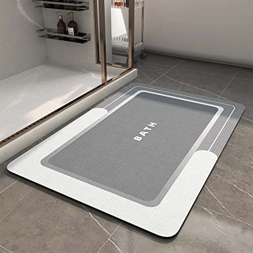 MontVoo-Bath Mat-Bathroom Mat Rug Non Slip Super Absorbent Stain Resistant Quick Dry Thin Bath Rug-Bath Mats for Bathroom Floor Bathtub Vanity-Bathmat Bath Rug Easy Care-17"x27" Grey - color: Grey, size: 17"x27"(rectangular)