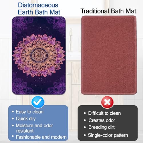 Elightvap Golden Purple Mandalas Bathroom Rugs Mat Non Slip Absorbent Quick Dry Rug Bath Mats for Bathroom Floor Bathtub,17 * 29.5 Inches - color: Golden Purple Mandalas