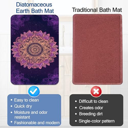 Elightvap Golden Purple Mandalas Bathroom Rugs Mat Non Slip Absorbent Quick Dry Rug Bath Mats for Bathroom Floor Bathtub,17 * 29.5 Inches - color: Golden Purple Mandalas