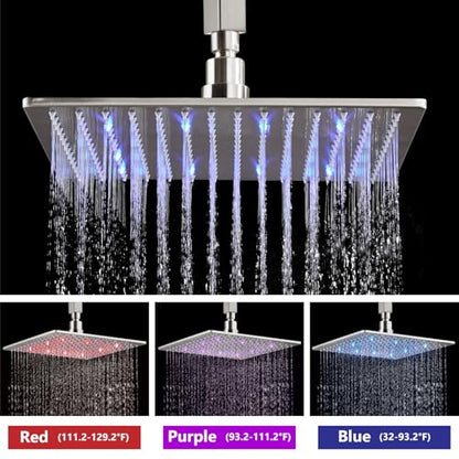Aolemi Ceiling Shower Faucet Set with Handheld 10" LED Head Brushed Nickel | Handheld Spray,10 Inch Rain LED Head,Shower Valve and Trim Kit,All Metal,Ceiling System,Bathroom Mixer - color: Nickel, size: 10 Inch LED Shower Head