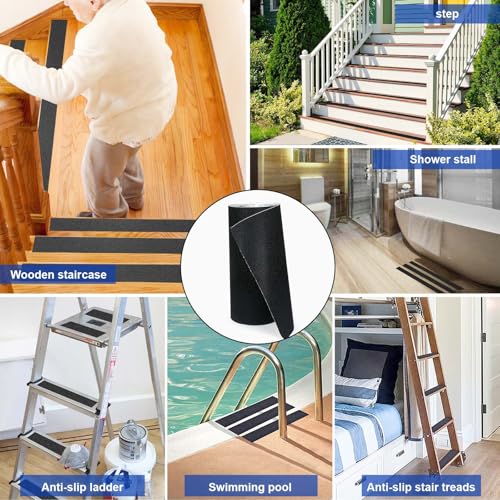 BOMEI PACK Grip Tape 15.7Inch x 16.5Ft - Black Heavy Duty Anti Slip Tape for Stairs Outdoor/Indoor Waterproof Safety Non Skid Roll for Stair Steps Traction Tread Grips Adhesive Non Slip Strips - size: 400mm