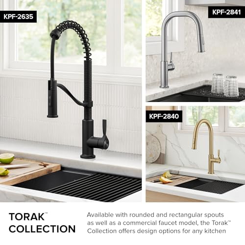 KRAUS Torak Pull Down Kitchen Faucet in Matte Black with 2 Function Sprayer, Pre-Attached Water Lines, and Mounting Hardware, KPF-2840MB - color: Matte Black, style: Pull-Down Faucet
