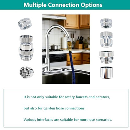 3/4 Inch GHT thread Garden Hose Adapter with Aerator, 360 Degree Swivel Faucet to Garden Hose Adapter,Sink Garden Hose Attachment Connection for Bathroom Kitchen