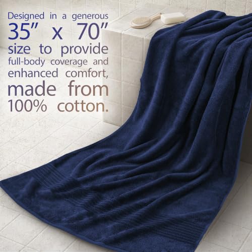 Cotton Paradise 100% Cotton Turkish Towel Set, Soft Absorbent Quick Dry, 2 Piece 35x70 Bath Sheet Set, Navy Blue - color: Navy Blue, size: 35"x70"