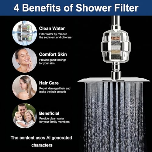 Dual Filtered 8" Stainless Steel Rain Shower Head & Handheld Spray Combo | Replaceable Cartridge High Pressure Filter 7-Spray Mode Shower Head, Innovative 3-way Diverter, 59'' Anti-Kink Hose, Chrome