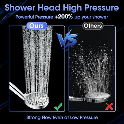 Shower Head with Handheld, High Pressure 10 Spray Built-in Pause & Power Wash, Anti-clog Nozzles, Detachable Hand Held Showerhead with Leakproof Stainless Steel Hose&Adjustable Overhead Bracket Chrome - color: Premium Chrome
