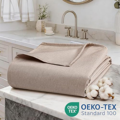 Linen-Like Shower Curtain, Waterproof Premium 250GSM Heavyweight Fabric, 72 x 72, with 12 Stainless Steel Hooks, Luxury Hotel Spa Bathroom Decor, Machine Washable, Weighted Hem, Khaki - color: Linen-khaki