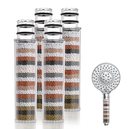 SR SUN RISE Shower Filter for Handheld Shower Head, 4 Pack Replacement Filters for Hard Water Remove Chlorine and Harmful Substances Only Fits SR SUN RISE Shower Head - style: 4 Filter