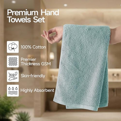 REDKISS 2-Pack Luxury Hand Towels, 16x32 Inch 450G 100% Cotton, Green Quick-Dry Bathroom & Kitchen Towels, Super Soft and Highly Absorbent - color: Green, size: hand towel set of 2
