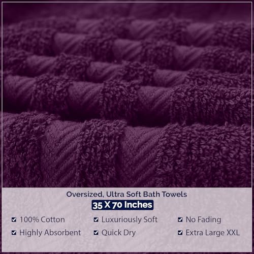 DAN RIVER 2 Pack Bath Sheets Extra Large 35x70, Large Bath Towels for Adults, XL Oversized Heavy Duty Towel Set, 600 GSM 100% Ring Spun Cotton, Soft Quick Dry, Purple Passion - color: Purple Passion